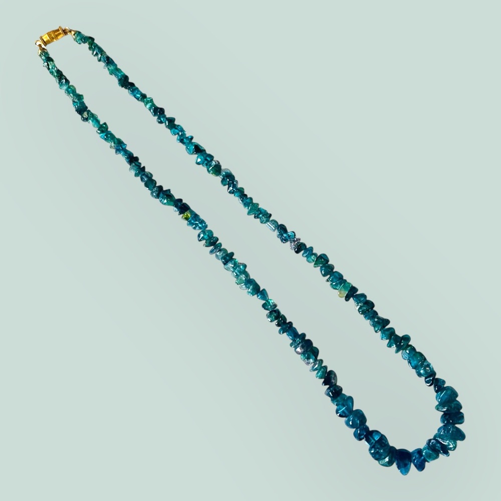 Natural Blue Apatite Beaded Necklace. NWOT screw connector - Picture 2 of 5